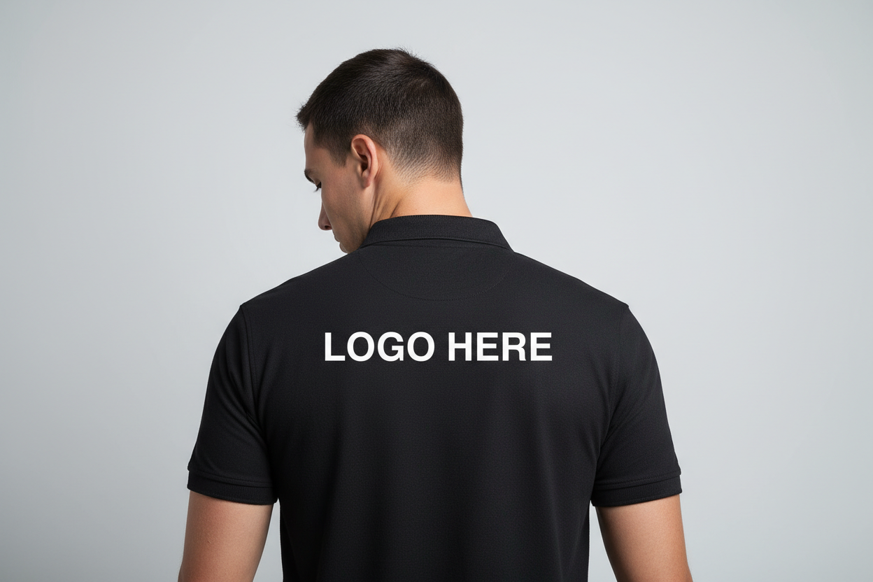 Polo T Shirts 50-50 –Fully Customizable DTF Print for Adults” BACK AND LEFT SIDE