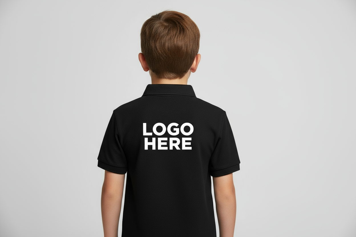 Polo T Shirts 50-50 –Fully Customizable DTF Print for Kids” BACK AND LEFT SIDE