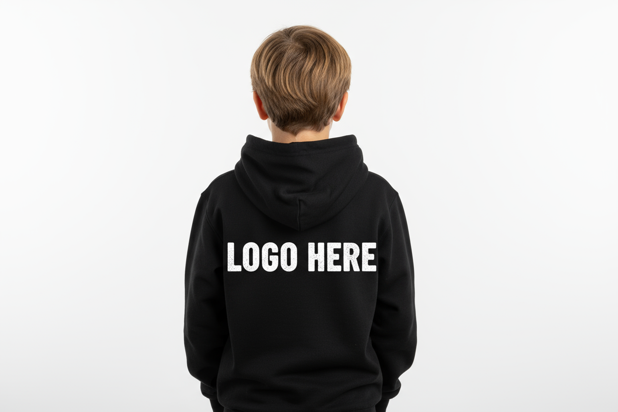 Luxe Hoodie – Fully Customizable DTF Print for Kids” BACK AND LEFT SIDE