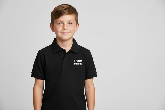 Polo T Shirts 50-50 –Fully Customizable DTF Print for Kids” BACK AND LEFT SIDE